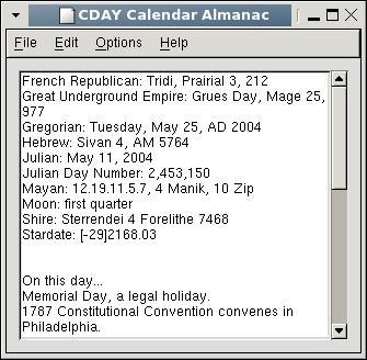 CDAY/WX 0.50 running in Linux (GTK)