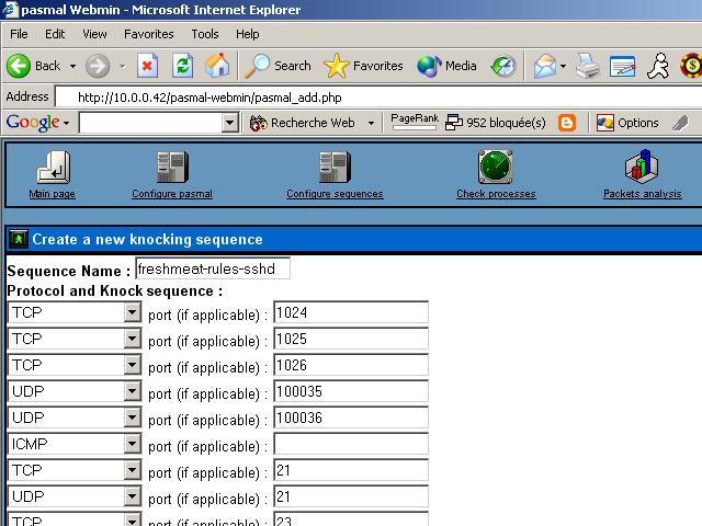 pasmal webmin - knock sequences management