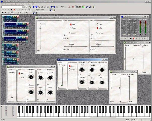 Various instances of the 3 Demo Plugins in VSTHost on win
