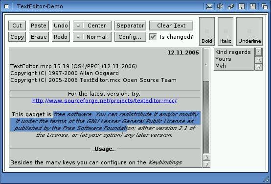TextEditor-Demo program showing the capabilties of TE.mcc...