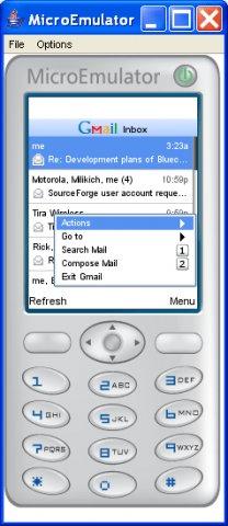 MicroEmulator running gMail