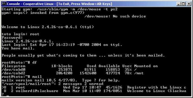 coLinux NT console