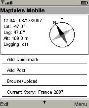 Main Screen with GPS connected