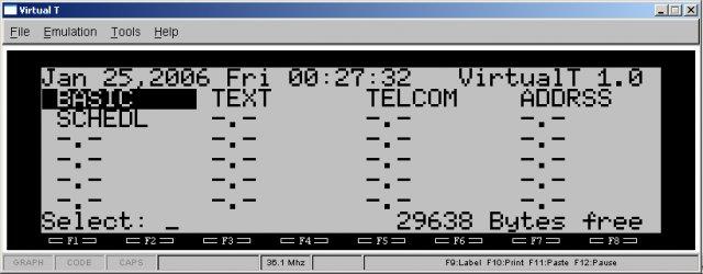 Main MENU snapshot