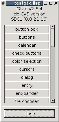 Main window of the test application