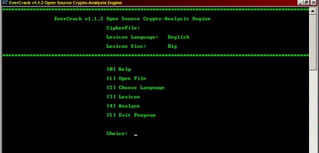 WIN32 Console Version of EverCrack [Opening Screen]