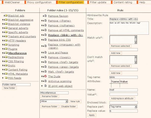Filter configuration