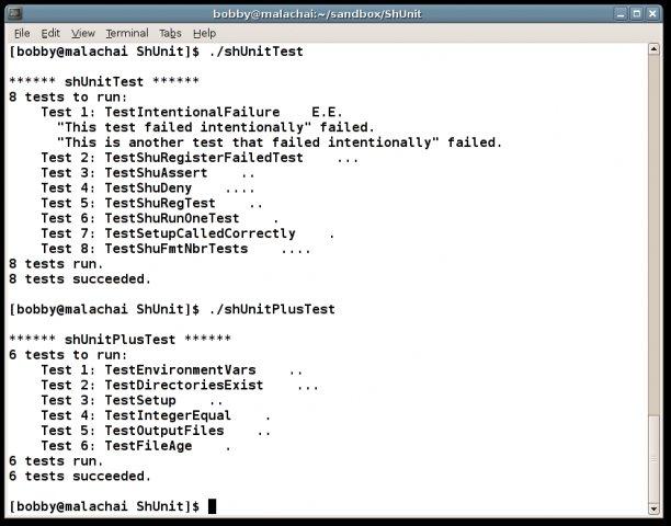 Running shUnitTest and shUnitPlusTest