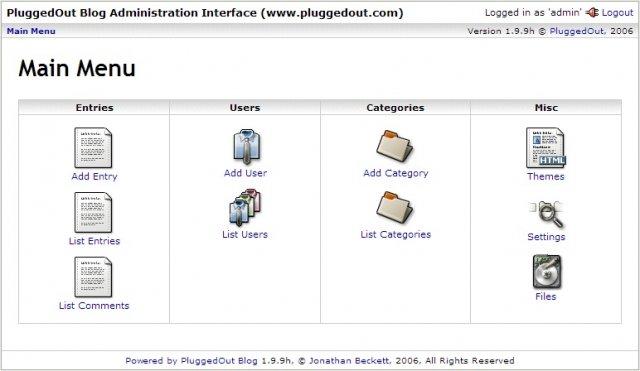 Blog - Administration Interface - Homepage